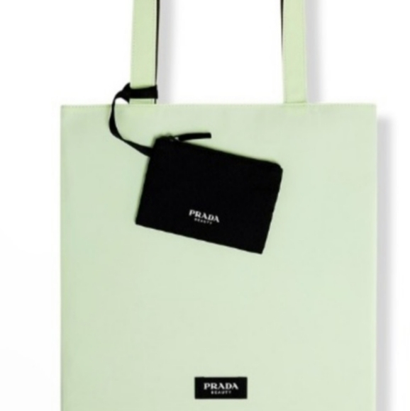 Prada Beauty Tote Bag Light Green/Mint with Pouch - Picture 1 of 7